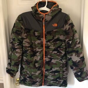 The North Face Boys Reversible Camo Fleece Winter Jacket Coat XL (18/20)